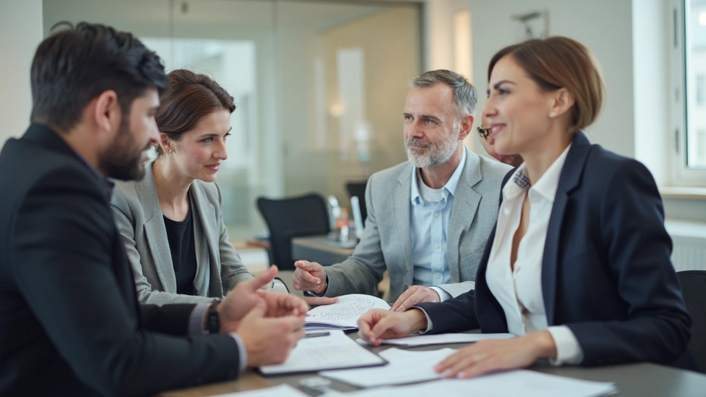 Деловые люди обсуждают проект и распределяют задачи