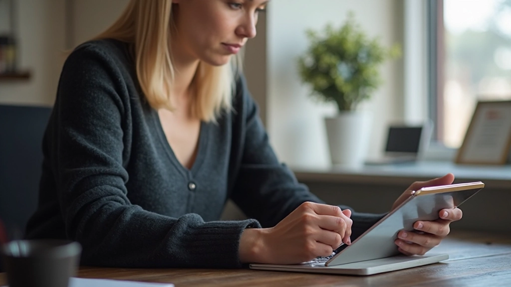 Человек использует приложение для интервального повторения на планшете