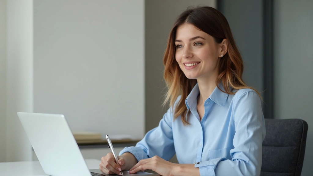 Professional woman studying with notebook and brain visualization graphics