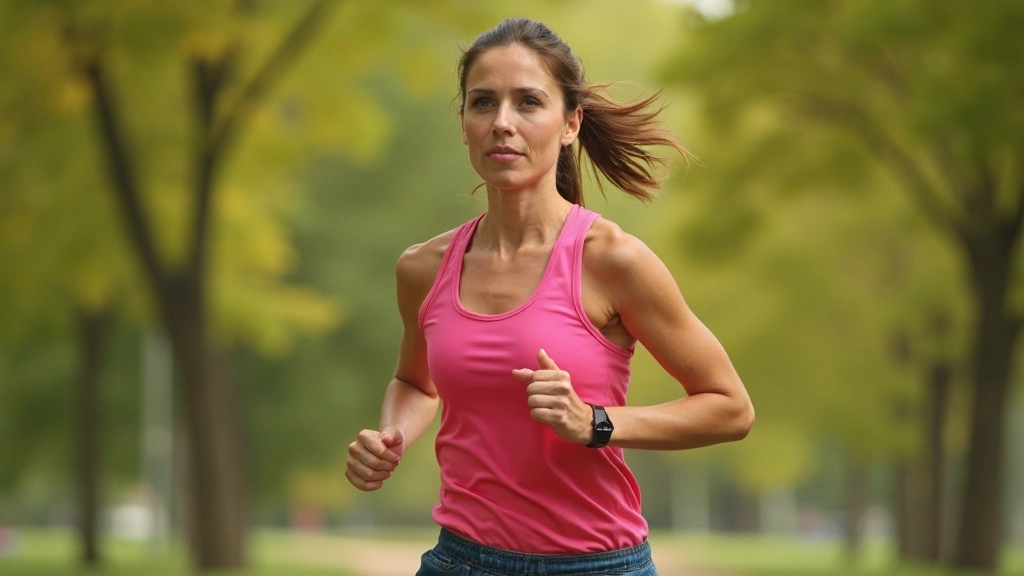 Woman exercising outdoors on sunny morning with healthy lifestyle elements